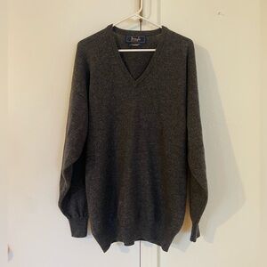 Pringle of Scotland Grey Cashmere Blend Swear V-neck Charcoal Grey